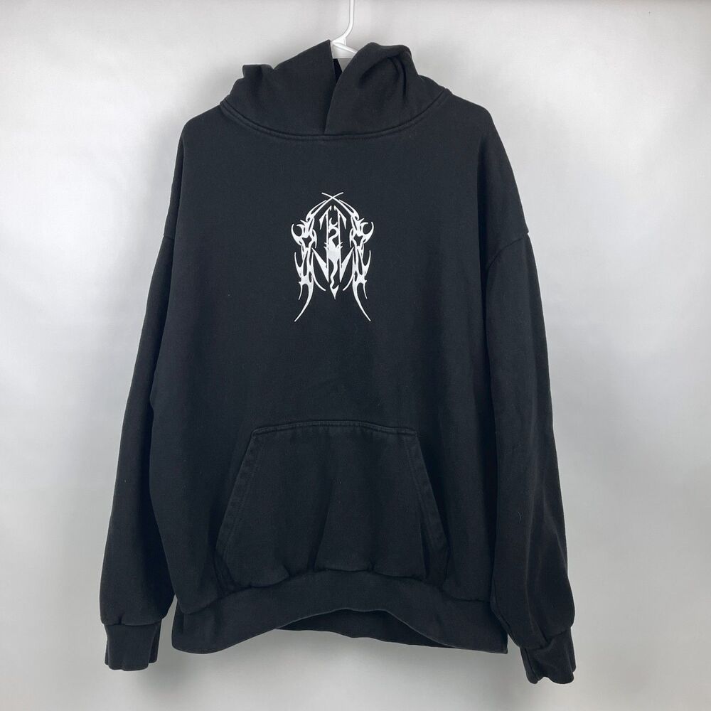 Dragonborn Hoodie Gothic Dragon Graphic Black Heavyweight Lane Seven Men's 2XL - Picture 2 of 11